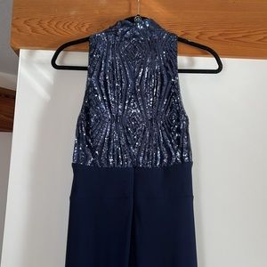 RALPH LAUREN Navy on navy Sequence Wrap Formal women’s long maxi dress  Size 4